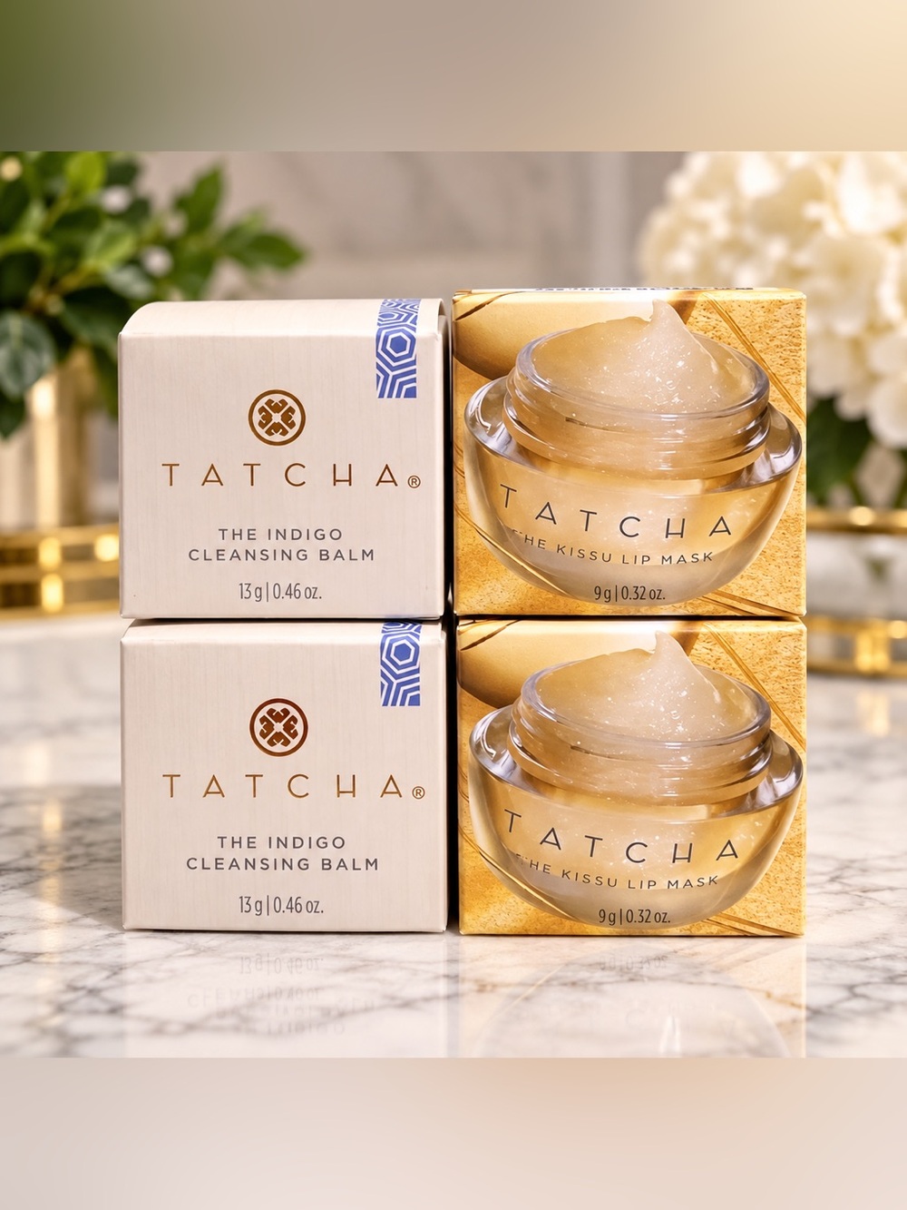 Tatcha Skincare Bundle – 2 Indigo Cleansing Balms + 2 Kissu Lip Masks NEW